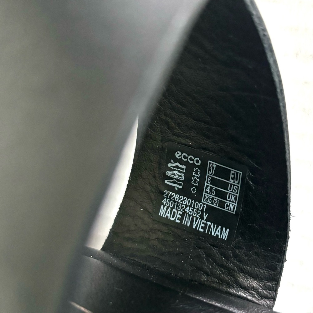 Ecco Elevate Black Leather Platform Wedge Sandal Wide Strap Size‎ 37EU, 6US - Picture 5 of 16